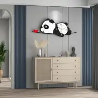 在飛比找樂天市場購物網優惠-創意熊貓裝飾掛鐘客廳家用卡通時尚鐘表現代網紅兒童房靜音時鐘