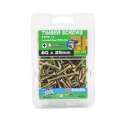 Zenith 8G x 25mm Gold Passivated Type 17 Countersunk Head Timber Screws - 100 Pack