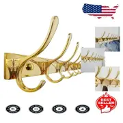 Sleek Gold Wall Mounted Coat Rack - 10 Hooks for Stylish Space Optimization