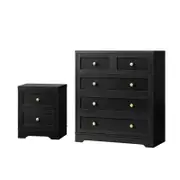 Oikiture 5 Chest of Drawers and Bedside Tables Hamptons Black