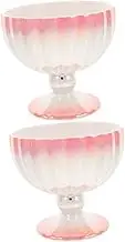 OFFSCH 2pcs High Base Ceramic Ice Cup Dessert Serving Bowl for Homes Parties Bars
