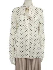 White Silk Polkadot Print Shirt