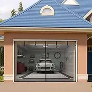 Garage Door Screen 1 Car: 8x7FT Garage Screen Door Retractable Pull Down Magnetic Closure Garage Screen Heavy Duty Weighted Bottom Garage Bug Screen, Hands Free, Anti Annoying Plants and Animal Out