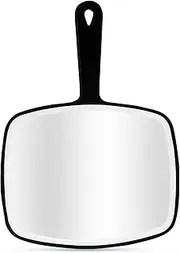 DVHOK Handheld Mirror, Portable Hand Mirror with Hanging Hole in Handle, Black 10.4" L x 7.4" W