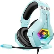 Ozeino Gaming Headset for PS5 PS4 Xbox One PC Switch, Gamer PS5 Headphones with Microphone, Stereo Sound and RGB Light