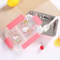 在飛比找蝦皮購物優惠-不銹鋼kitty保溫飯盒 分格便當盒 帶蓋 韓國便當盒