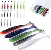 Fishing Lure for Bass,TOPIND, Soft Bait, Soft Plastic Bait kit, Boxed Bass Trout Red Fish Freshwater Saltwater Bait kit 20pcs