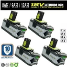 18V 8Ah 9Ah 12Ah Battery For Ryobi P108 ONE+ Plus P107 RB18L50 High Capacity