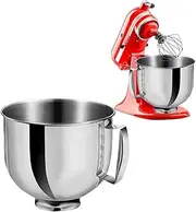 Stainless Steel Mixer Bowl, 5.5 QT, Compatible With KitchenAid Tilt-Head Stand Mixers 4.5-5 Quart