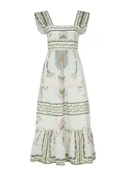 Lug Von Siga Sybill Floral-print Linen Midi Dress - Off White - 10 10