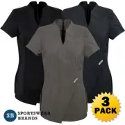 3 x Ladies Spa Tunic Beauty Salon Health Uniform Womens Stretch Size 6-20 H630L