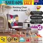 Fabric Rocking Chair With Stool Patchwork Design Accent Armchair Seat Furniture