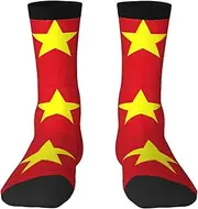 [EdWal] Soft Vietnamese flag print Moisture Wicking Socks Sports Socks for Men and Women Warm thermal Boot Hiking Socks