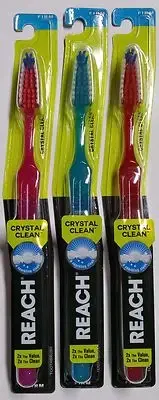 3 Reach Toothbrush Crystal Clean FIRM Bristles Hard Toothbrushes- FREE SHIPPING