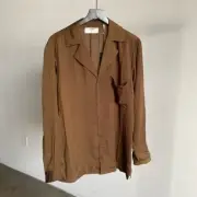 NWT One Teaspoon Faux Silk Shirt in Bronze Sz Medium