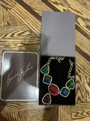 Statement Necklace Kenneth Jay Lane KJL +Box Avon Caprianti Cabochon 1990s Gold