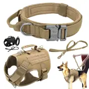 Tactical Dog Vest Harness&Military Collar&Bungee Lead Leash Pet Adjustable Nylon