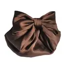 Large Bun Snood Ribbon Hair Net Cover Elegant Bowknot Spring Clip Girls