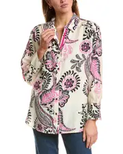 Johnny Was Relaxed Seamed Silk Shirt