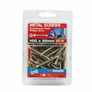 Zenith 10G x 50mm Gold Passivated Countersunk Head Metal Screws - 50 Pack
