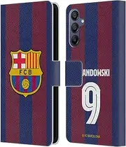 Head Case Designs Officially Licensed FC Barcelona Robert Lewandowski 2023/24 Players Home Kit Leather Book Wallet Case Cover Compatible with Samsung Galaxy A15