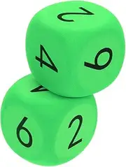 Abaodam 2Pcs Large Eva Foam Dice Playing for Party Activities Soft Oversized Jumbo Dice with Dots Children's Game Toys Teaching Table Game Accessories 6CM Green