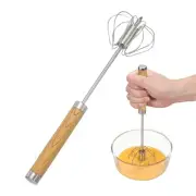 Stainless Steel Whisk, 10.8 Inch Semi-Automatic Whisking Tool, Brown