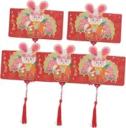 NUOBESTY Lucky Money Bag 2023 Rabbit Year Envelope 5pcs Red Packet Bags Bunny Patterns