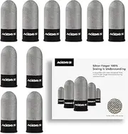 ACEDAYS Gaming Finger Sleeves,100% Visible Silver Fibers,Just Right Pressure/Breathable/Sweatproof,Gaming Gloves for PUBG Mobile/Knives Out/Call of Duty Mobile（10pcs） L