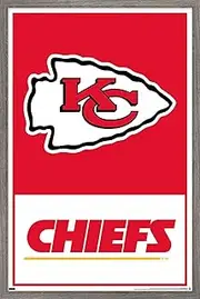 Trends International NFL Kansas City Chiefs-Logo 21 Wall Poster, 14.725" x 22.375", Barnwood Framed Version