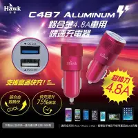 在飛比找Yahoo!奇摩拍賣優惠-HAWK 雙孔USB 車充頭 車用充電器 4.8A 汽車充電