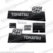 Fits Tohatsu 25hp Mega Silver Outboard Motor Engine Decal Kit - 24" / Large Cowl