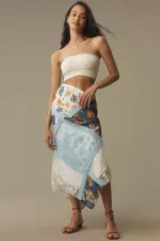 NWTAnthropologie Printed Mermaid Maxi Skirt Womens Floral Lace Whimsical Size XL