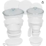 CorningWare French White 20-Pc Ceramic Bakeware Set with Lids Chip Crack Resista