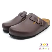 在飛比找momo購物網優惠-【101玩Shoes】mit. 前包後空單帶扣環伯肯拖鞋-男