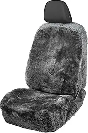Walser Lambskin Car Seat Cover Mona - 100% Lambskin Seat Cover for Car, Front Seats, Car Seat Cover Fur, Anthracite