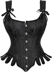 [Generic] Women's Steampunk Corset Vintage Tight Waist Corset Women's Black Suspender Shapewear Top