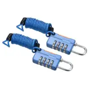 2 Pack 4 Digit Combination Lock with 3.28Ft Spring Cable, Helmet Padlock Blue