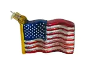 Old World Christmas American Flag Ornament Glass Poland Figurine Vtg OWC usa A3