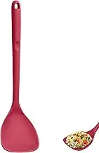 U-Taste Large Silicone Wok Spatula: 35cm Upgraded Seamless Pot Tool - 315°C Heat Resistant Solid Fry Turner with 9cm Curved Edges for Fried Rice, Fried Egg, Fried Meat Patties (Red)