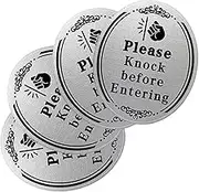 FIXOSHEE 4Pcs Please Knock Before Entering Sign Stickers Strong Adhesion Door Decals for Bedrooms Offices Front Doors Versatile Use Walls and Windows