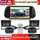 7" Rear View Mirror Monitor 12/24V 2x Reversing CCD Camera Truck Caravan Trailer
