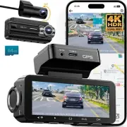 Dash Cam Front Rear 4K Built-in 5G WiFi GPS Voice Control 3.39 inch IPS Scree...