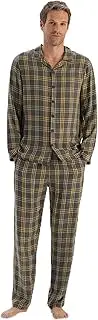 [Dagi] Men's Plaid Woven Viscose Shirt Pajama Top