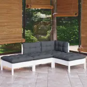 4 Piece Garden Lounge Set with Cushions Solid Pinewood vidaXL