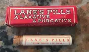 1940S Lane's Pills Laxative Glass Bottle Cork Top 2.75 Inch NOS