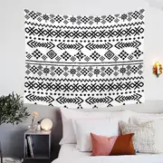 Black and White Aztec Tapestry