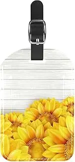 [WOSHJIUK] Luggage Tags,2 Pack Labels Suitcase Tags,Wood and Sunflower,Luggage Tags Privacy Protection Travel Bag Tag