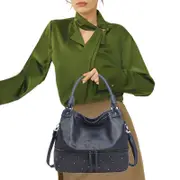 Women Studded Ladies Large Capacity Bucket Tote bag - Dark Blue