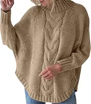 [Generic] Well Worn Holiday Sweater Half High Neck Knitting Sweater Top Double Headed Sweater